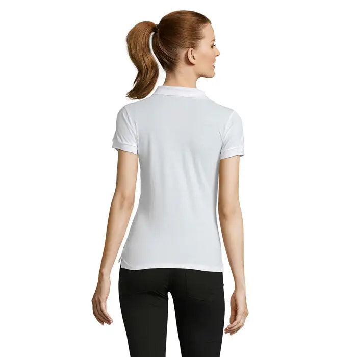 Tricou polo dama passion 170 alb cu maneci scurte, guler clasic si tiv cusut impecabil