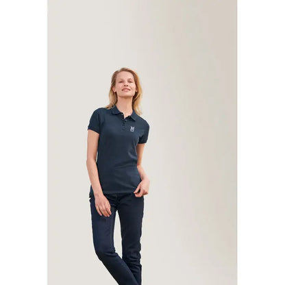 Polo dama passion 170 tricou polo bleumarin cu mâneci scurte și logo mic brodat pe piept, material confortabil