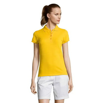 Polo dama passion 170 galben luminos cu maneci scurte, guler clasic si nasturi pentru tinute casual