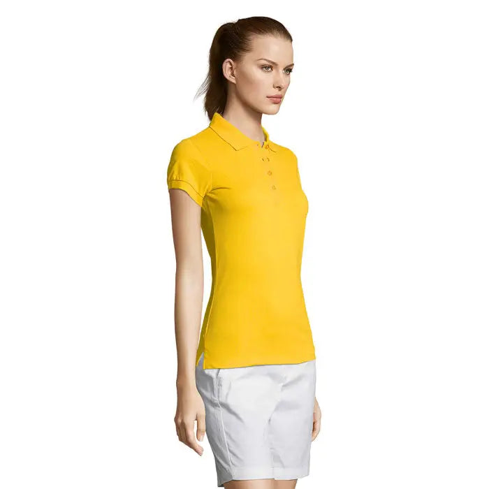 Polo dama passion 170 tricou polo galben strălucitor cu mâneci scurte și guler clasic din material moale