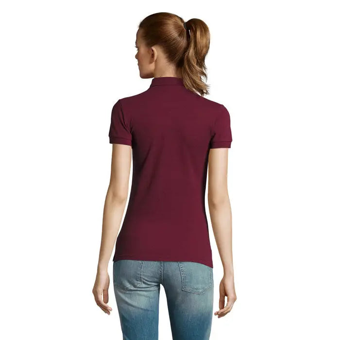 Maroon polo dama passion 170 cu maneci scurte din bumbac si guler si mansete reiate