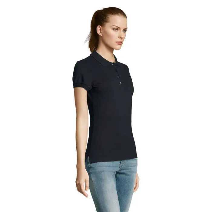 Polo dama passion 170 tricou polo negru cu maneci scurte si guler clasic din material comod