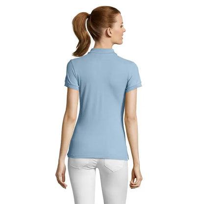Polo dama passion 170 tricou polo albastru deschis cu maneci scurte, guler clasic si mansete reiate