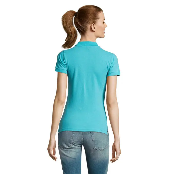Polo dama passion 170 albastru teal cu guler clasic maneci scurte si mansete reiate din material confortabil