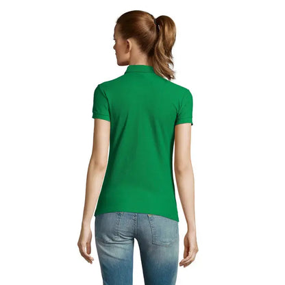 Polo dama passion 170 tricou polo verde vibrant cu mâneci scurte, guler clasic și manșete refiletate