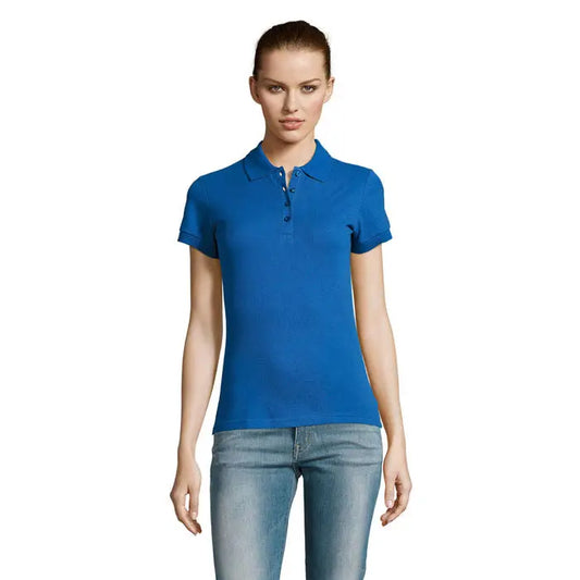 Polo dama passion 170 tricou polo albastru regal cu mâneci scurte guler clasic și nasturi frontali