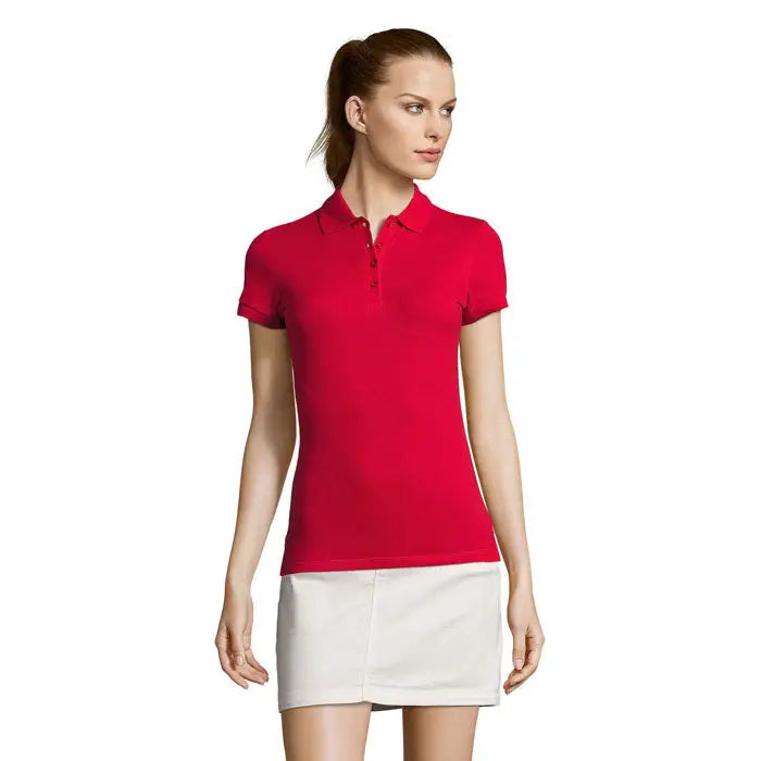 Polo dama passion 170 un tricou polo roșu vibrant cu mâneci scurte, guler clasic și nasturi la piept