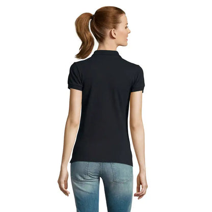Polo dama passion 170 tricou polo negru cu maneci scurte, guler clasic si mansete cu refilet