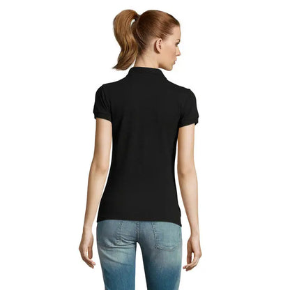 Polo dama passion 170 tricou polo negru cu maneci scurte, guler clasic si manecute refiletate din bumbac
