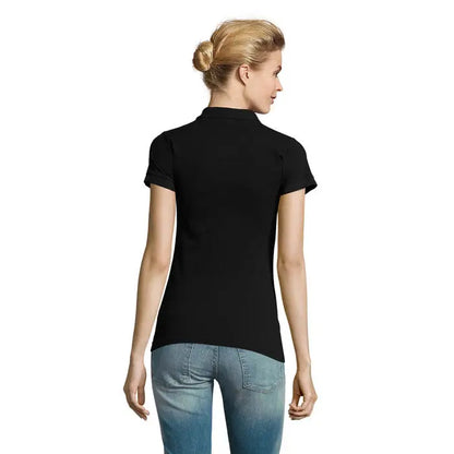 Tricou polo negru cu mâneci scurte, guler clasic și croială ajustată din colecția polo perfect femeie 180