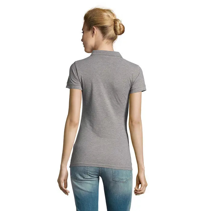 Tricou polo perfect femeie 180 gri melanj cu mâneci scurte și guler clasic din material moale