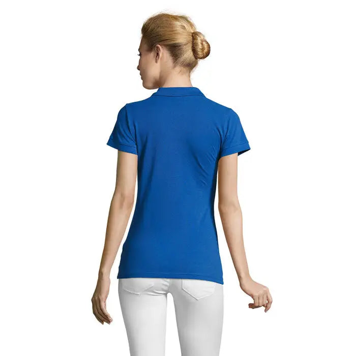 Polo perfect femeie 180 albastru regal vibrant tricou polo cu mâneci scurte și guler clasic din material rezistent