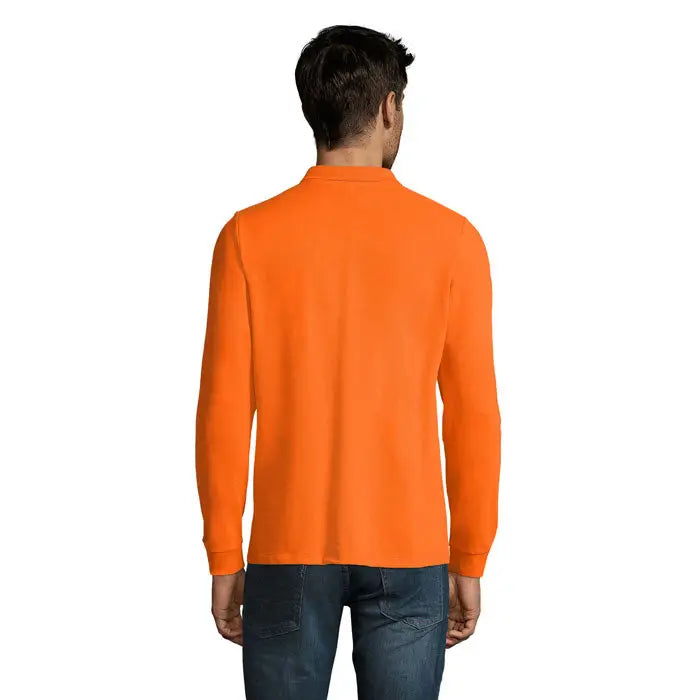Polo perfect lsl bărbați 180 cămașă polo bărbați portocalie cu mâneci lungi și guler clasic din bumbac