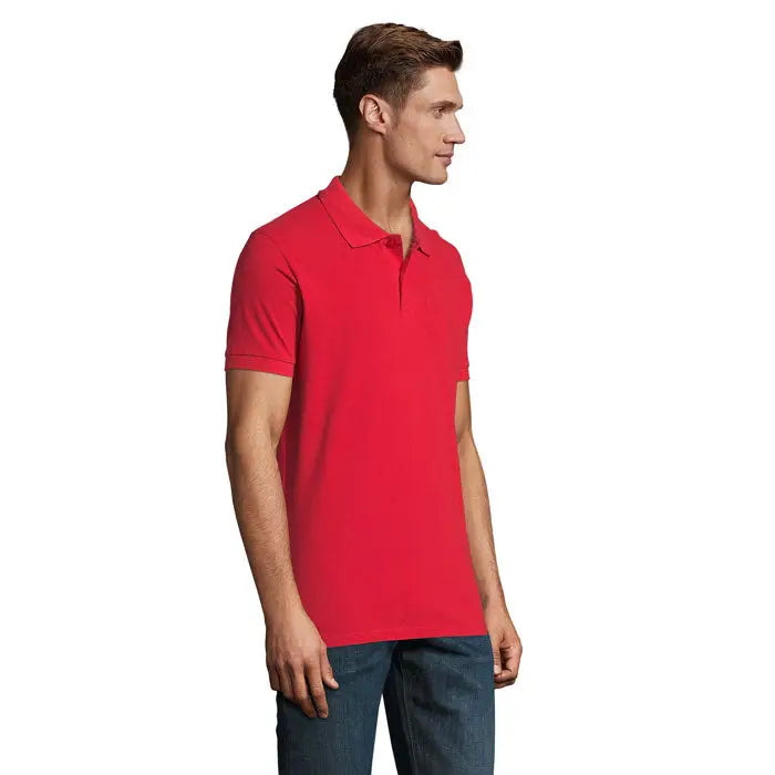 Polo perfect men 180g cu guler clasic si nasturi, tricou polo rosu vibrant din bumbac 180g