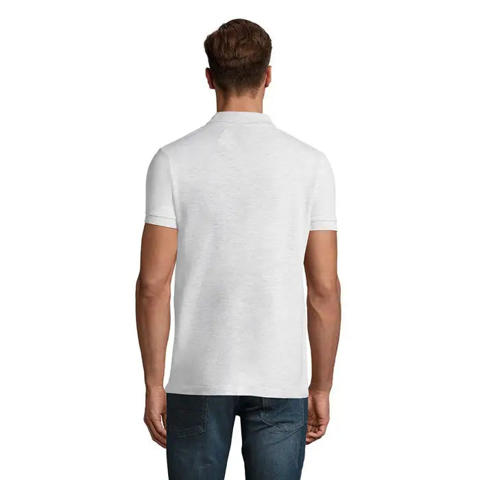 Tricou polo alb perfect men 180g cu mâneci scurte, guler clasic și material texturat subtil