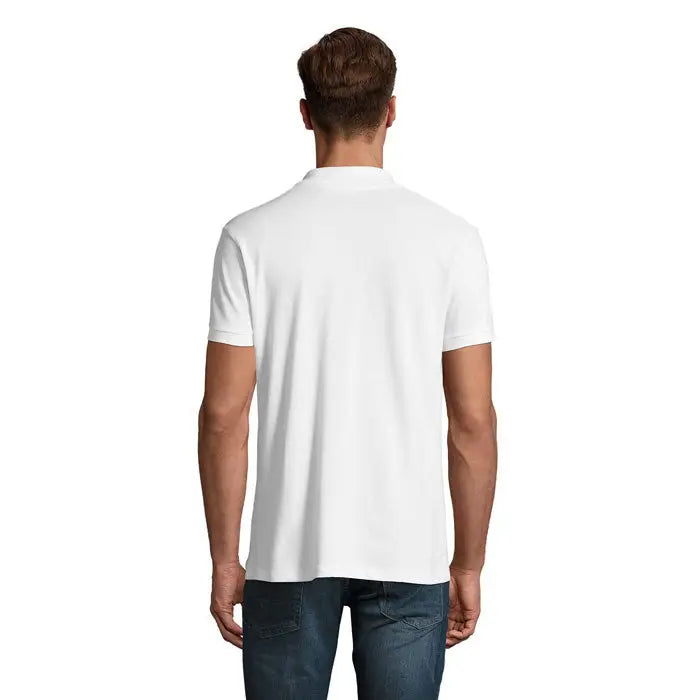 Tricou polo alb cu mâneci scurte și guler clasic model perfect men 180g cu cusături fine