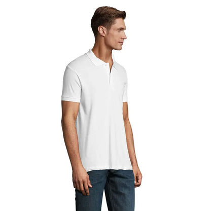 Tricou polo alb perfect men 180g cu mâneci scurte, guler clasic și nasturi din material de calitate