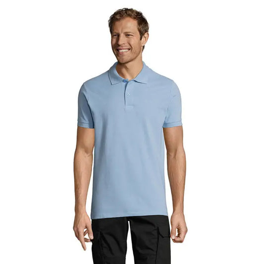 Tricou polo light blue perfect men 180g cu guler clasic și mâneci scurte din material ușor și respirabil