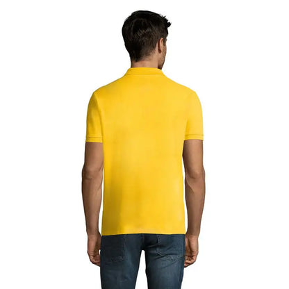 Tricou polo perfect men 180g galben luminos cu mâneci scurte, guler clasic și manșete rib, perfect pentru bărbați