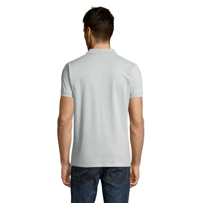 Tricou polo perfect men 180g gri deschis cu guler clasic si maneci scurte din material usor si confortabil