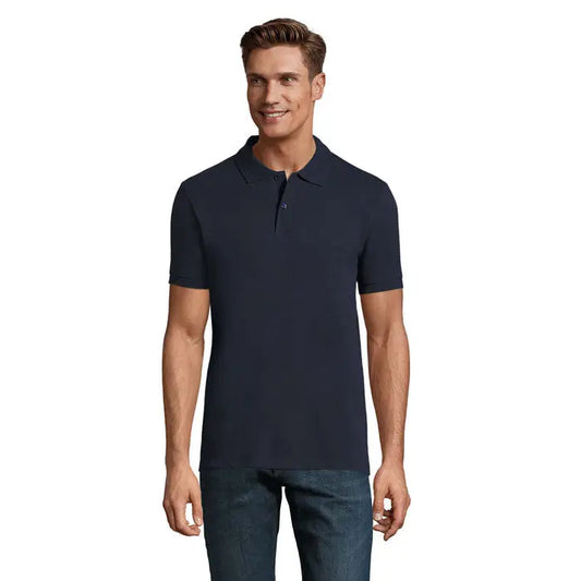Tricou polo bărbătesc albastru navy cu mâneci scurte material 180g perfect pentru ținute casual