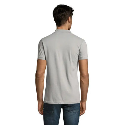 Tricou polo perfect men 180g gri deschis cu guler clasic si tiv cusut neat