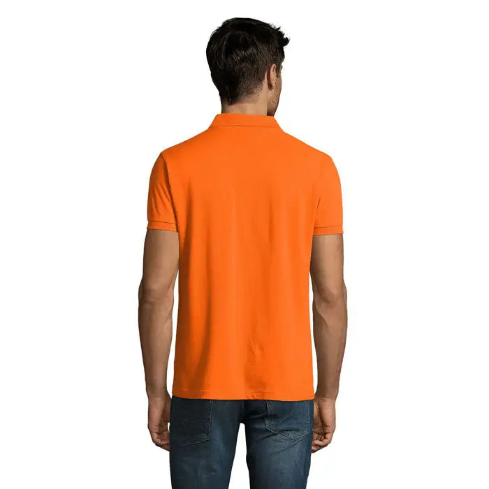 Tricou polo perfect men 180g de bărbați portocaliu aprins cu guler clasic și manșete rebele din bumbac