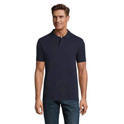 Tricou polo perfect men 180g bleumarin cu mânecă scurtă, guler clasic și nasturi, material 180g, bărbați