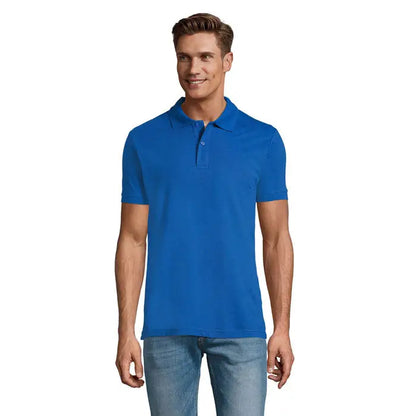Tricou polo perfect men 180g albastru deschis cu mâneci scurte, guler clasic și nasturi, din material ușor