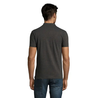 Tricou polo perfect men 180g de culoare gri închis cu textură, mânecă scurtă și croială confortabilă