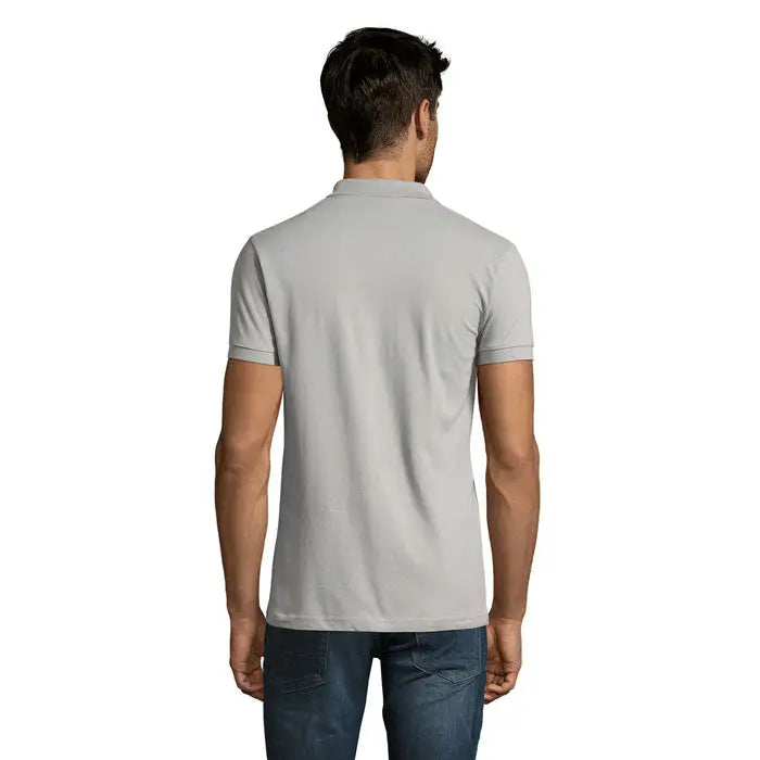 Tricou polo perfect men 180g gri deschis cu mâneci scurte, guler clasic și tiv cusut impecabil