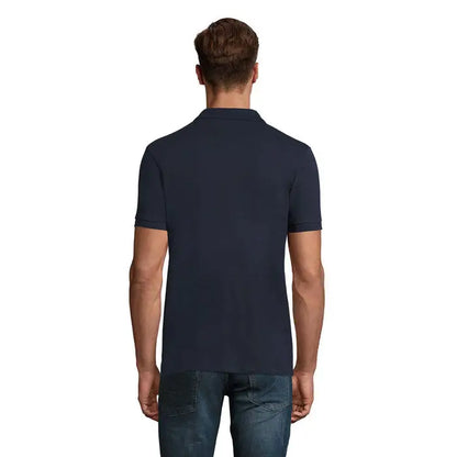 Navy blue short-sleeved polo shirt polo perfect men 180g with classic collar and ribbed cuffs