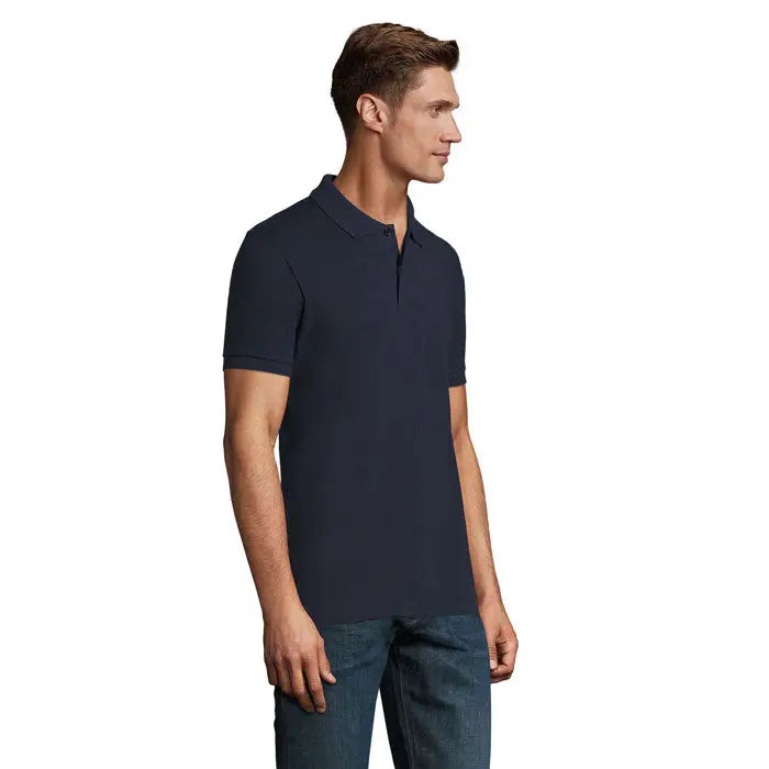 Tricou polo perfect men 180g bleumarin cu mâneci scurte, guler clasic și nasturi, ideal pentru bărbați