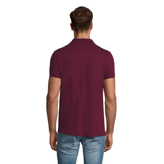 Tricou polo maroon perfect men 180g cu guler clasic si maneci scurte cu mansete reiate