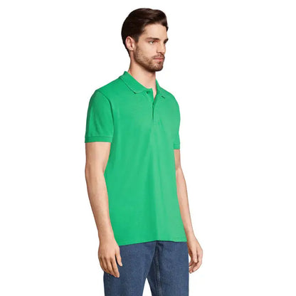 Tricou polo PERFECT MEN verde deschis, mâneci scurte, guler clasic, material 180g ideal pentru bărbați