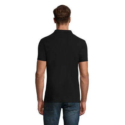 Tricou polo perfect men 180g negru cu guler clasic si mansete striate din bumbac de 180g