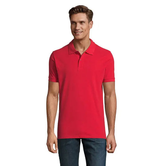 Tricou polo roșu perfect men 180g cu mâneci scurte, guler clasic și nasturi din material de calitate