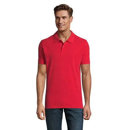 Tricou polo roșu cu mâneci scurte perfect men 180g din material de calitate, guler clasic și fante cu nasturi