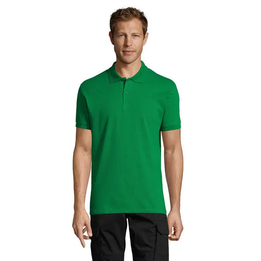 Tricou polo perfect men verde, 180g, cu guler clasic si maneci scurte, material rezistent si confortabil
