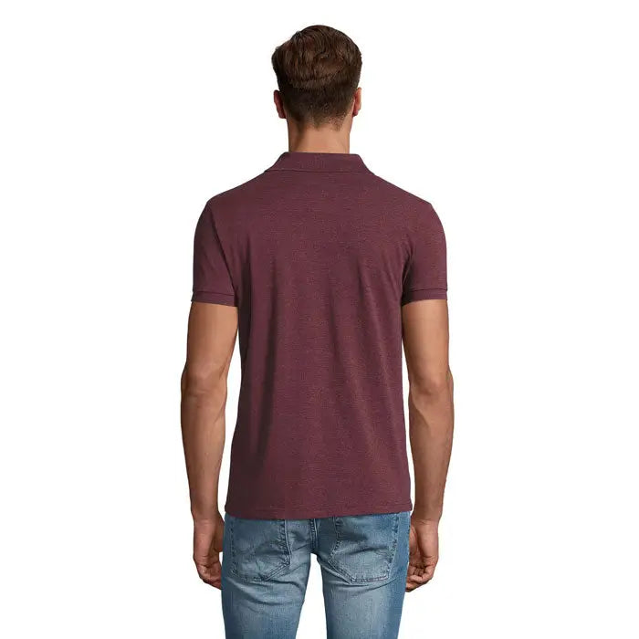 Tricou polo perfect men 180g texturat maro cu guler clasic si maneci scurte din material de calitate