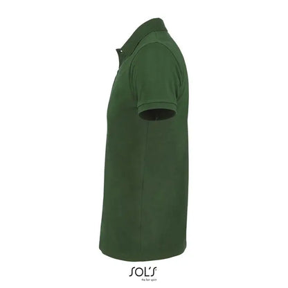 Tricou polo perfect men 180g dungi verde inchis cu guler clasic si maneci scurte din bumbac piqué moale