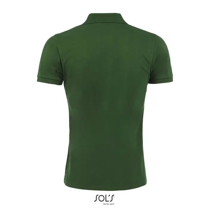 Tricou polo perfect men 180g verde închis cu guler clasic și mâneci scurte din material texturat fin