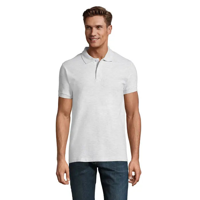 Tricou polo alb perfect men 180g cu țesătură texturată subtilă și guler clasic