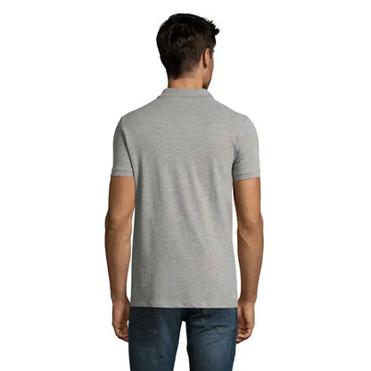 Tricou polo perfect men 180g heather gri cu guler clasic si manecile scurte cu mansete striate