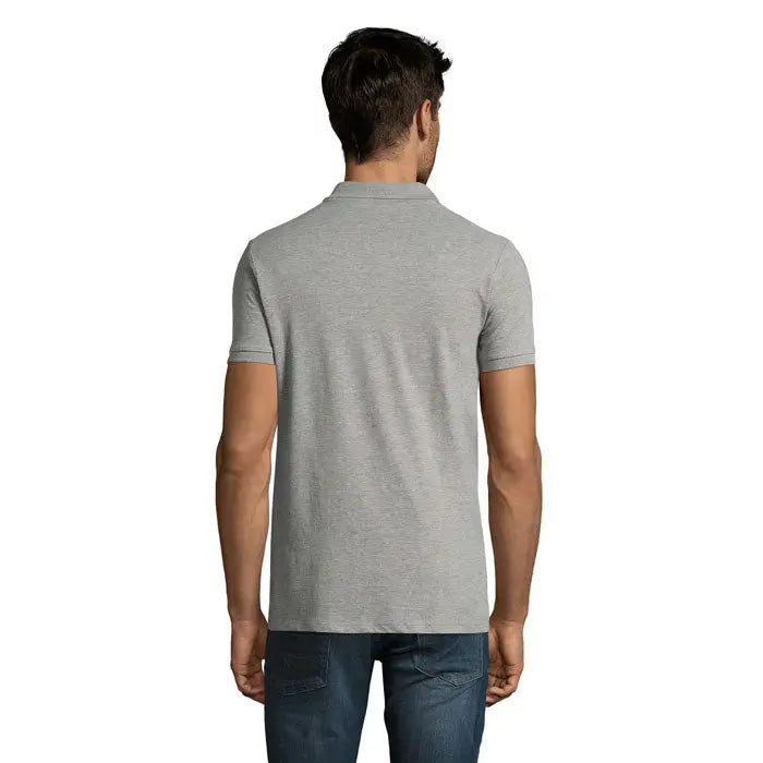 Polo perfect men 180g heather gray polo cu mâneci scurte cu guler clasic și manșete striate din bumbac