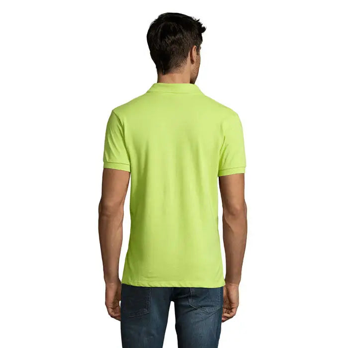 Tricou polo perfect men 180g lime verde deschis cu mâneci scurte, guler clasic și manșete striate