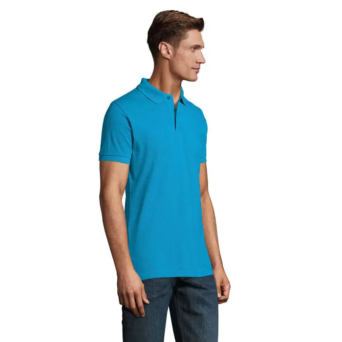 Tricou polo perfect men 180g vibrant turcoaz cu mâneci scurte, guler clasic și nasturi din bumbac 180g