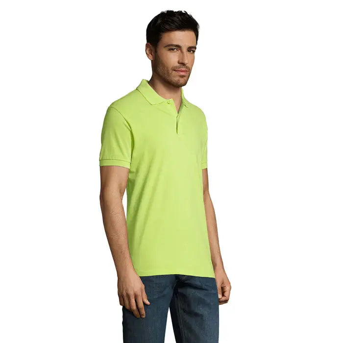 Tricou polo perfect men 180g lime verde deschis cu mânecă scurtă, materiale de 180g, guler clasic și nasturi