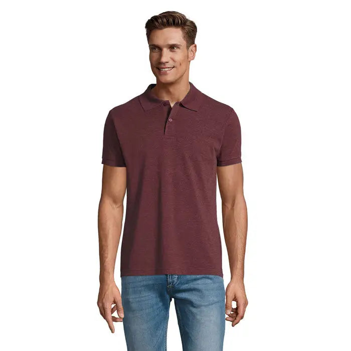 Tricou polo maroon texturat perfect men 180g cu guler clasic si maneci scurte din material 180g
