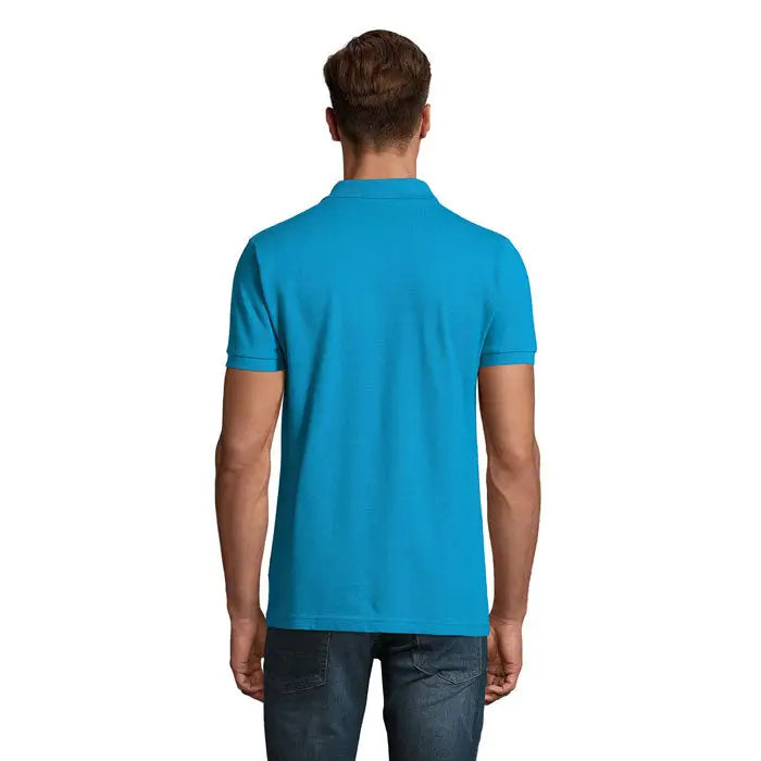 Tricou polo vibrant turquoise cu guler clasic mâneci scurte fabricat din țesătură piqué moale perfect men 180g